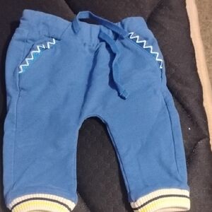 Kids Blue Joggers with Zigzag Trim